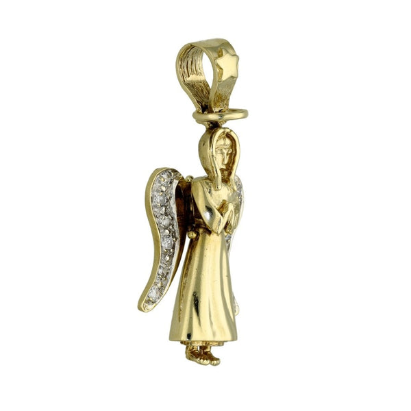 9ct Yellow Gold Cubic Zirconia Angel Pendant - 5.4g