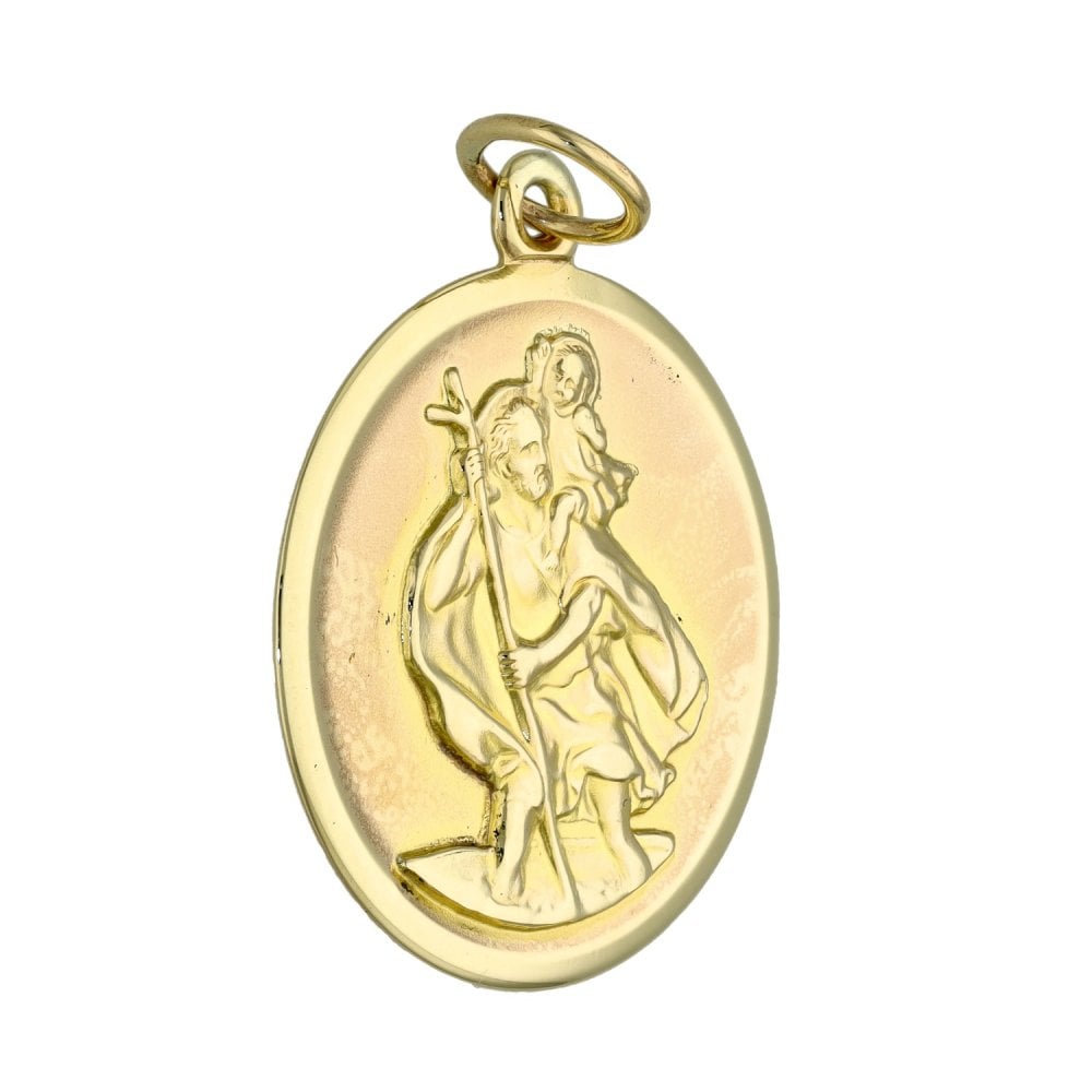 9ct Yellow Gold Round St. Christopher Pendant - 3.4g