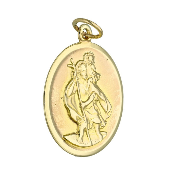 9ct Yellow Gold Round St. Christopher Pendant - 3.4g