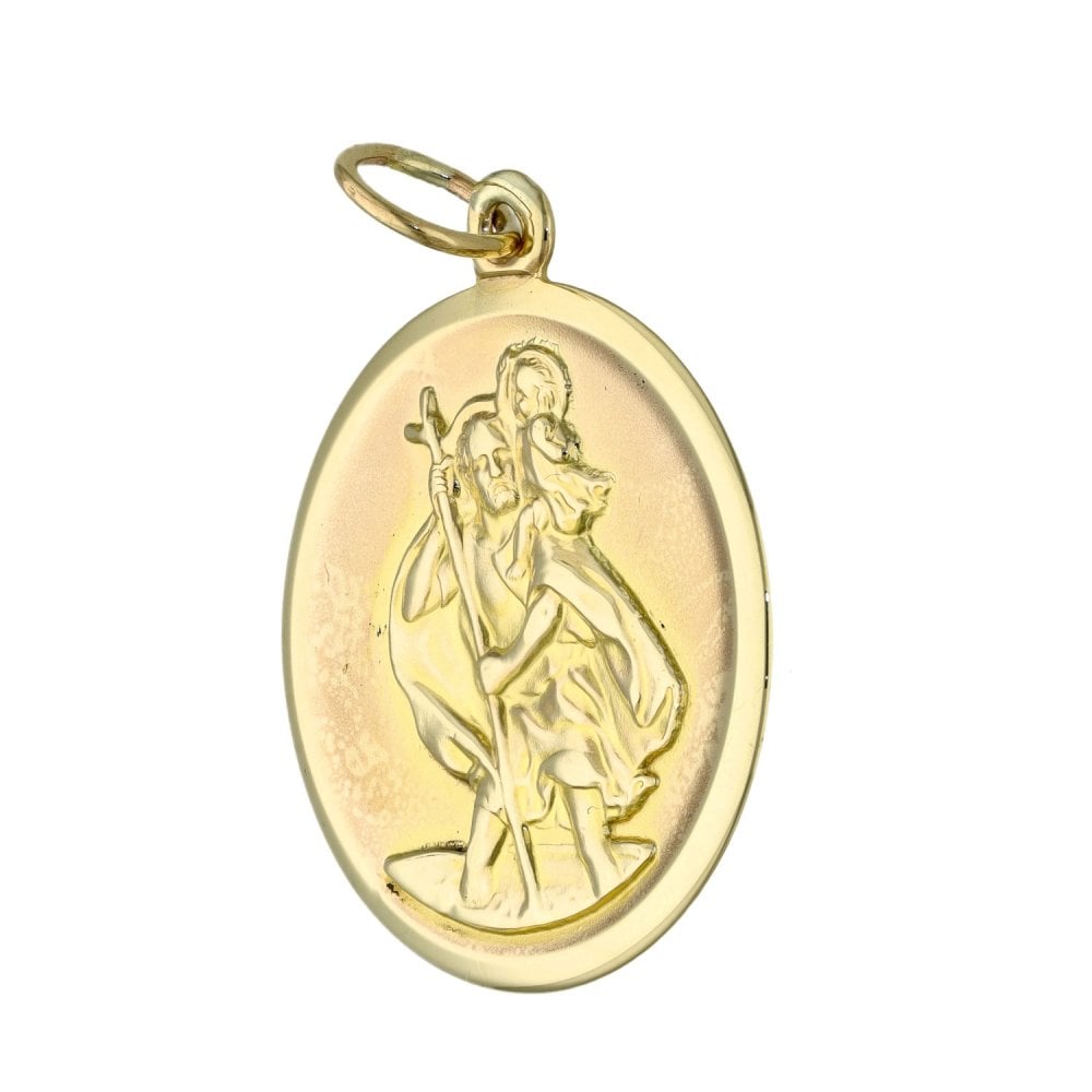 9ct Yellow Gold Round St. Christopher Pendant - 3.4g