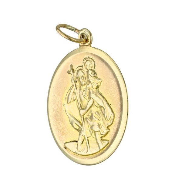 9ct Yellow Gold Round St. Christopher Pendant - 3.4g
