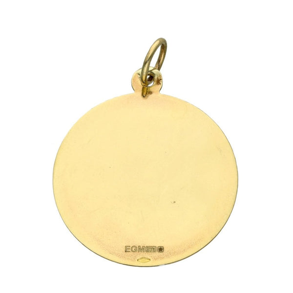 9ct Yellow Gold Round St. Christopher Pendant - 3.4g