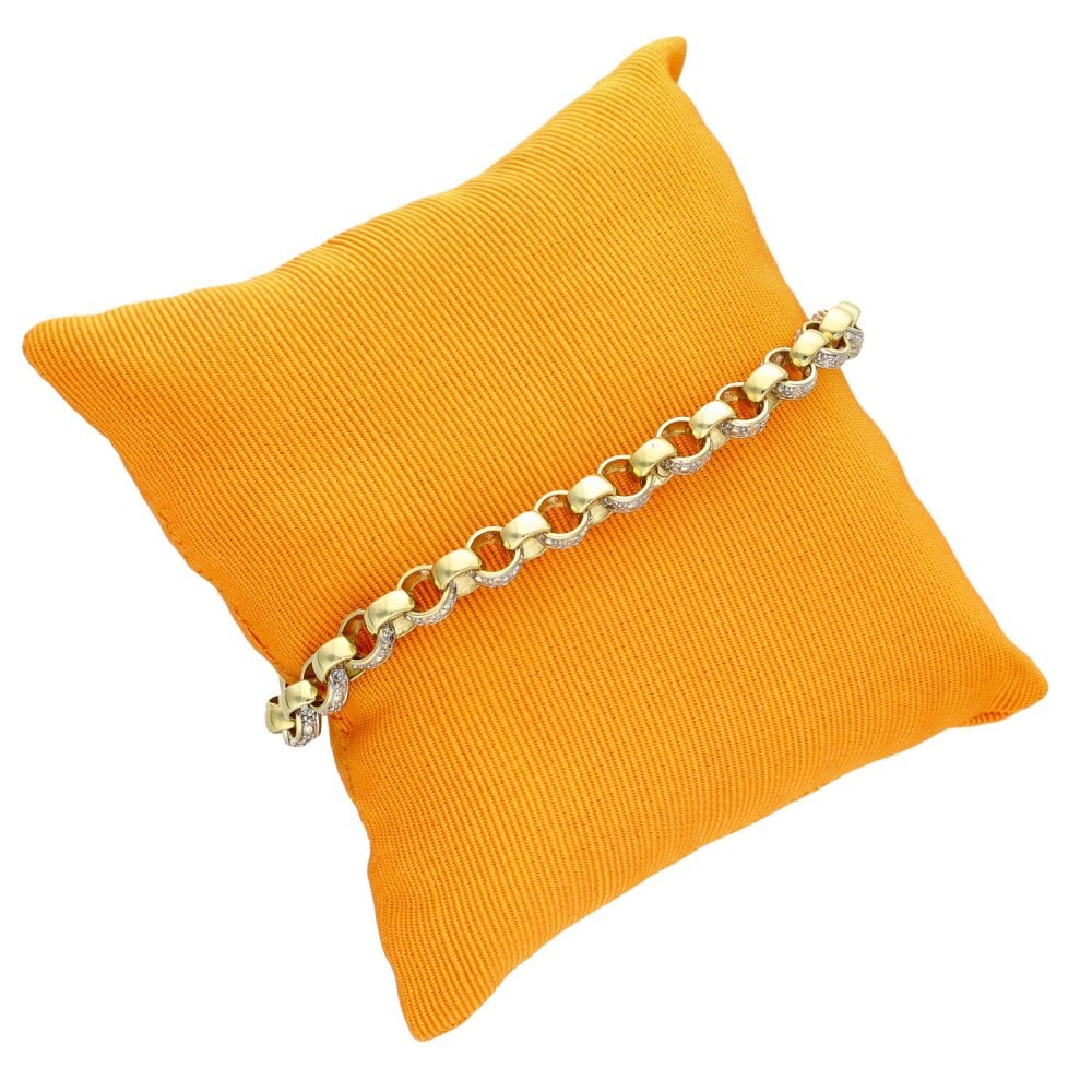 9ct Yellow Gold Cubic Zirconia Belcher Bracelet - 14.7g - 8.5"