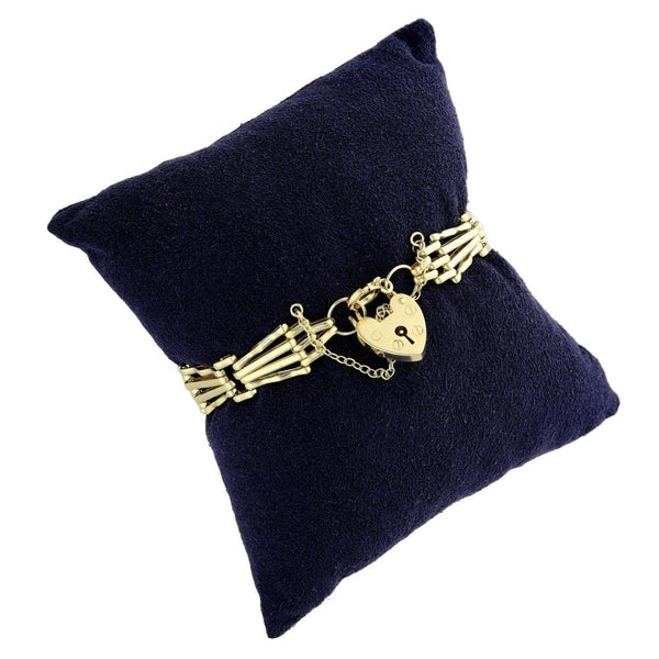 9ct Yellow Gold Four Bar Fan Gate Bracelet - 14.2g