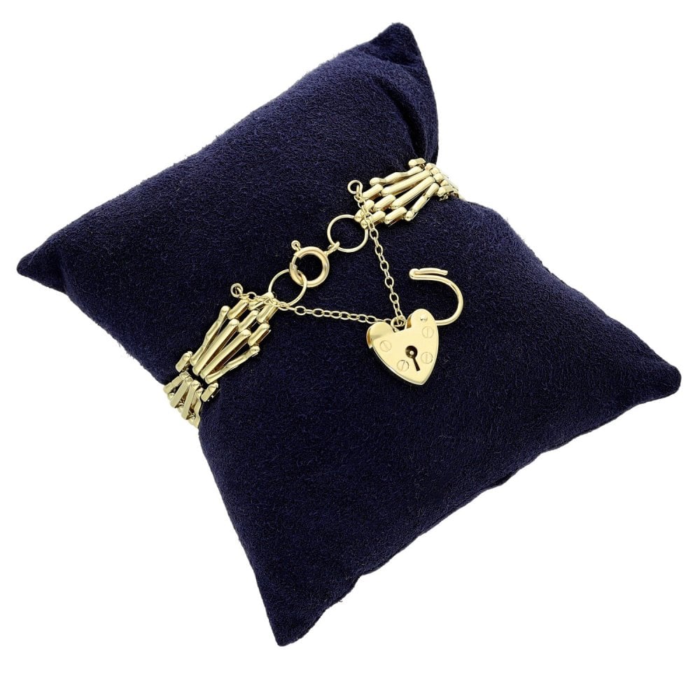 9ct Yellow Gold Four Bar Fan Gate Bracelet - 14.2g