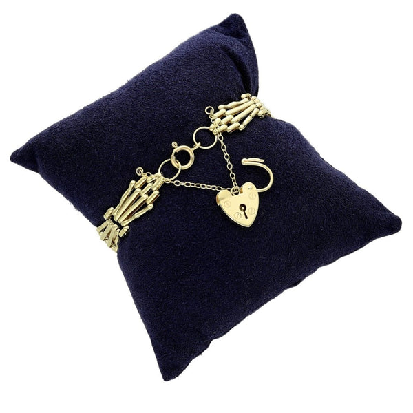9ct Yellow Gold Four Bar Fan Gate Bracelet - 14.2g