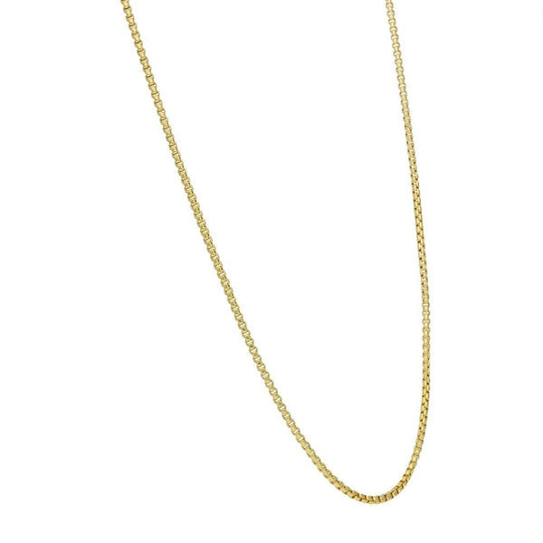 Ladies 9ct Yellow Gold Box Link Necklace - 20" - 2.9g