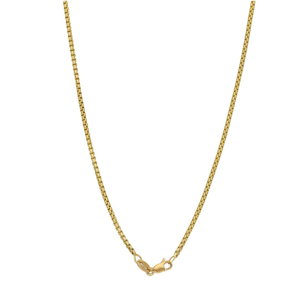 Ladies 9ct Yellow Gold Box Link Necklace - 20" - 2.9g