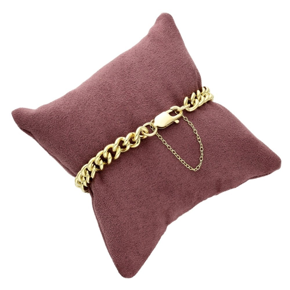 Ladies 9ct Yellow Gold Curb Bracelet - 27.3g
