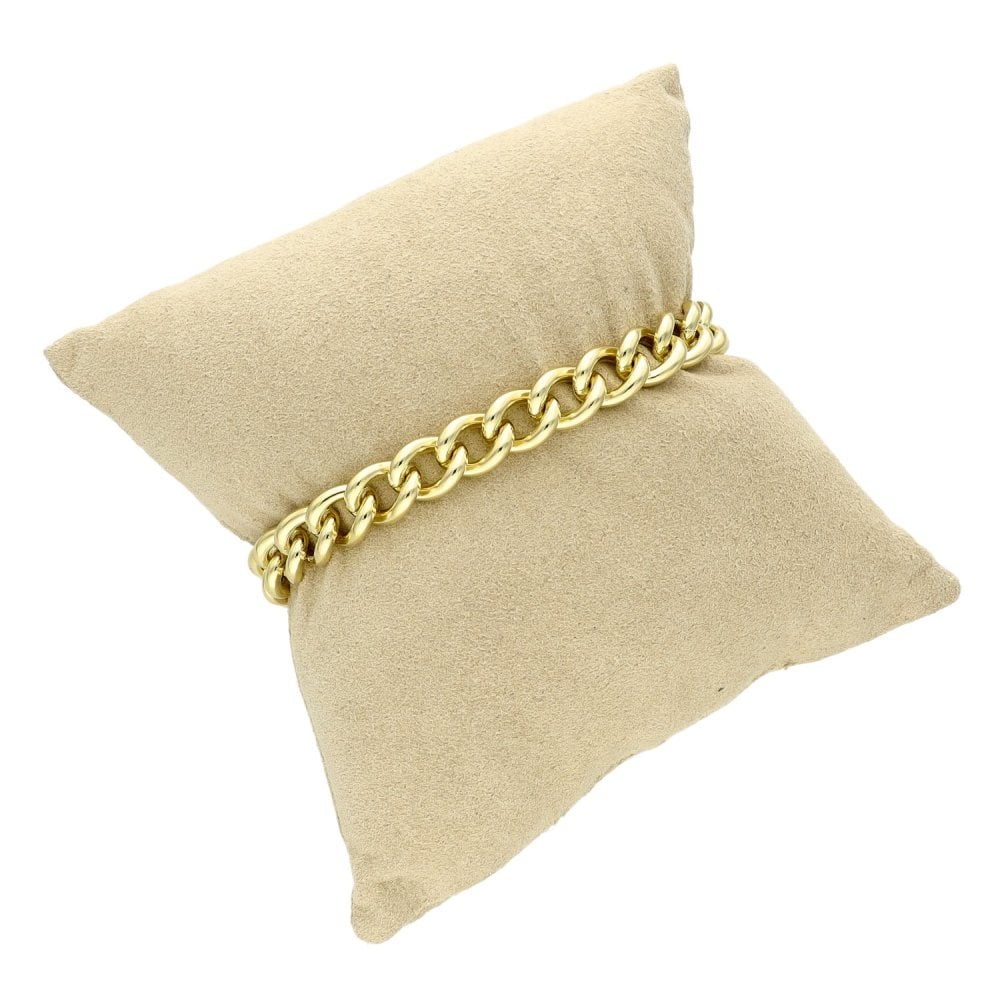 Ladies 9ct Yellow Gold Curb Bracelet With Padlock - 32.4g