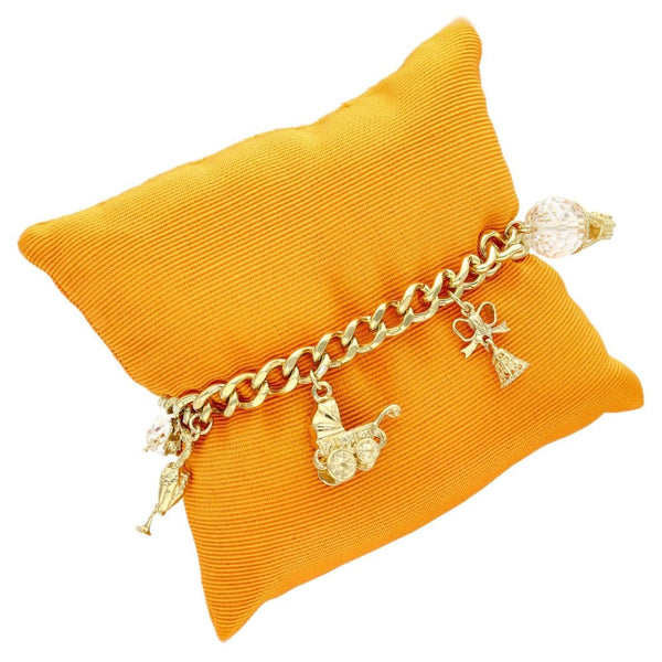 Ladies 9ct Yellow Gold Charm Bracelet - 37.6g