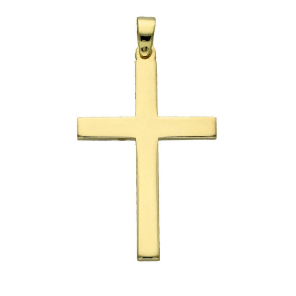 9ct Yellow Gold Plain Cross Pendant - 6.8g