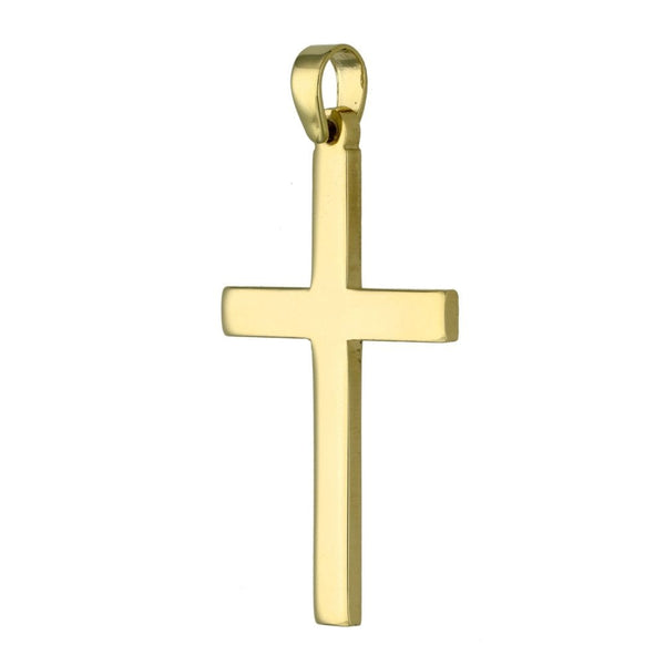 9ct Yellow Gold Plain Cross Pendant - 6.8g