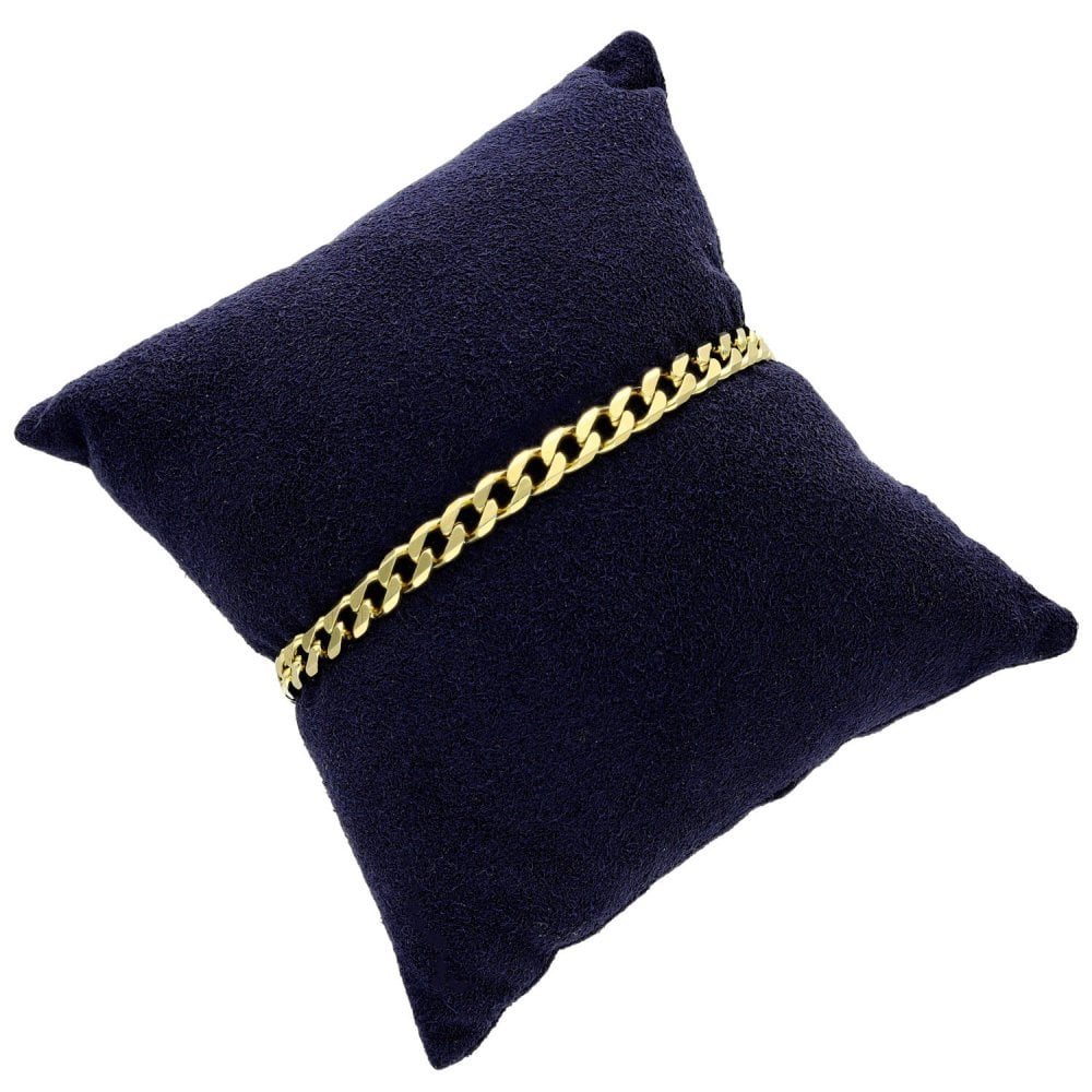 Ladies 9ct Yellow Gold Curb Bracelet - 7.5" - 10.3g