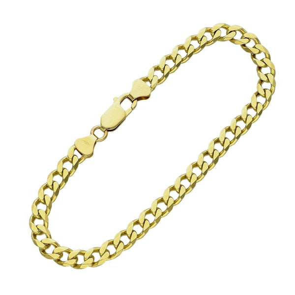 Ladies 9ct Yellow Gold Curb Bracelet - 7.5" - 10.3g