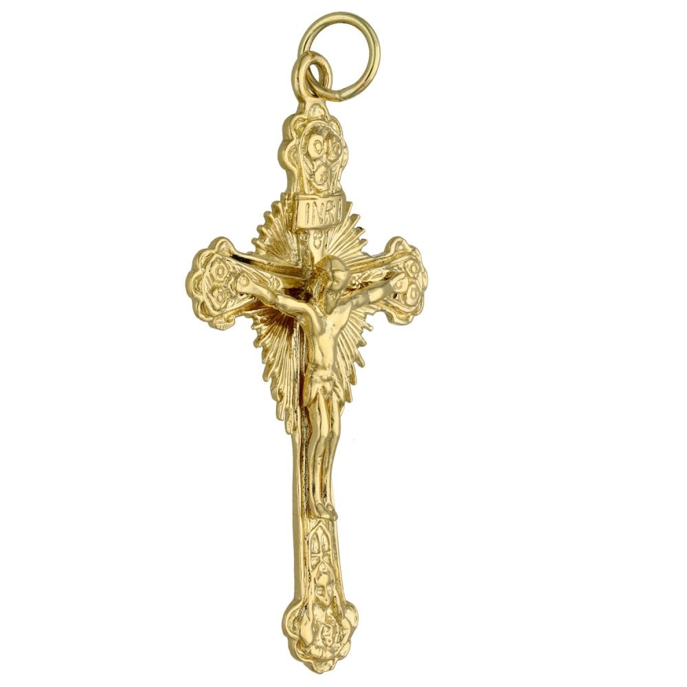 Ladies 9ct Yellow Gold Crucifix Pendant - 9.8g