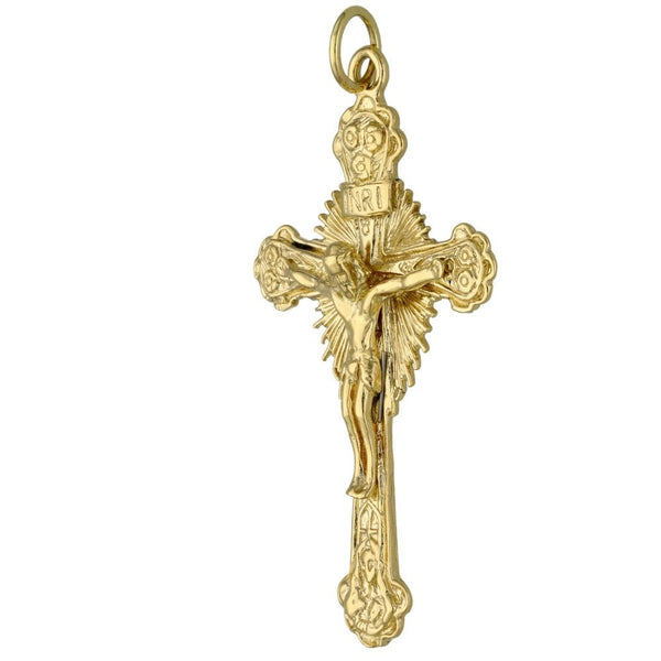 Ladies 9ct Yellow Gold Crucifix Pendant - 9.8g