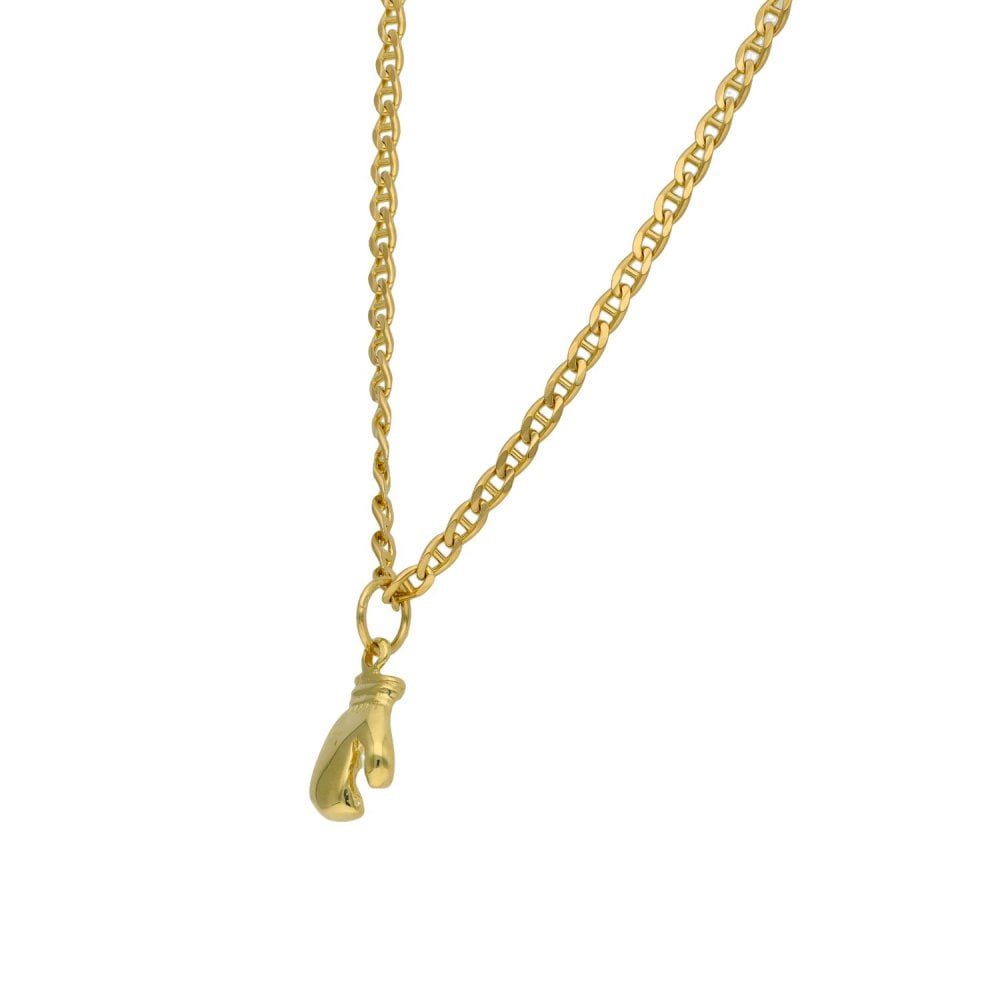 9ct Yellow Gold Boxing Glove Pendant & Necklace - 8.2g