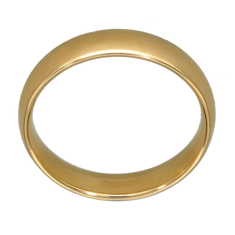 9ct Yellow Gold Court Shape Wedding Ring - Size N - 4mm