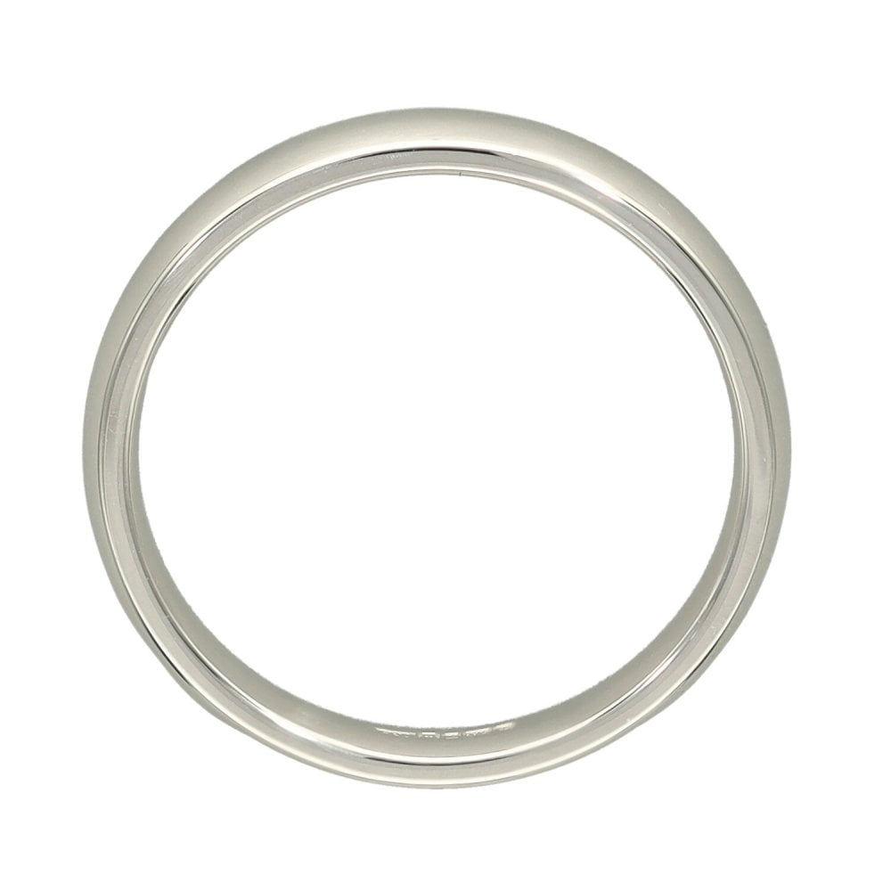 9ct White Gold Court Shape Wedding Ring - Size N - 3mm