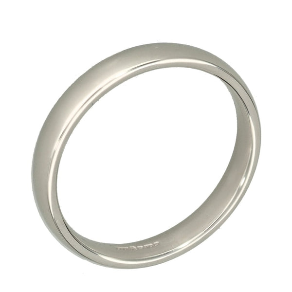 9ct White Gold Court Shape Wedding Ring - Size N - 3mm