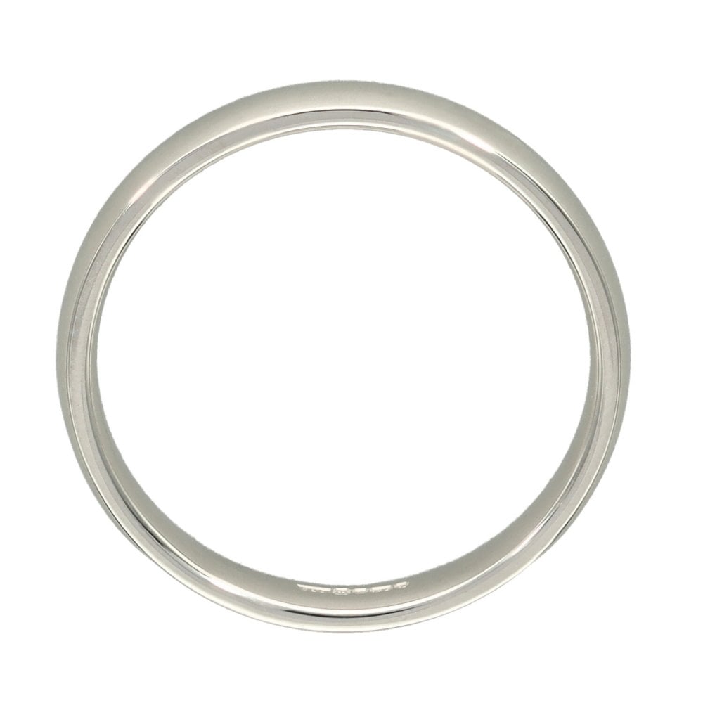 9ct White Gold Court Shape Wedding Ring - Size N - 3mm