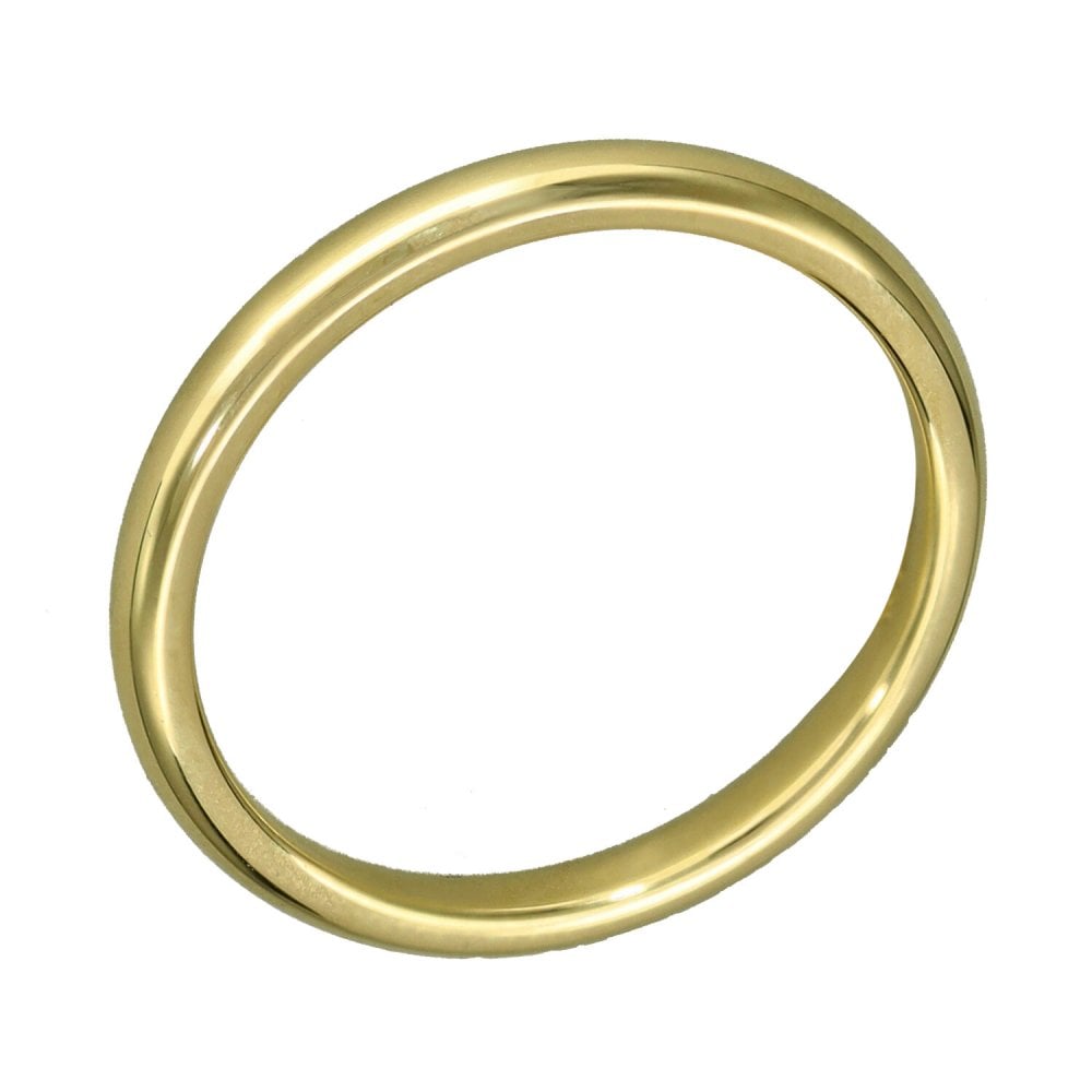 9ct Yellow Gold Court Wedding Ring - Size N - 2mm