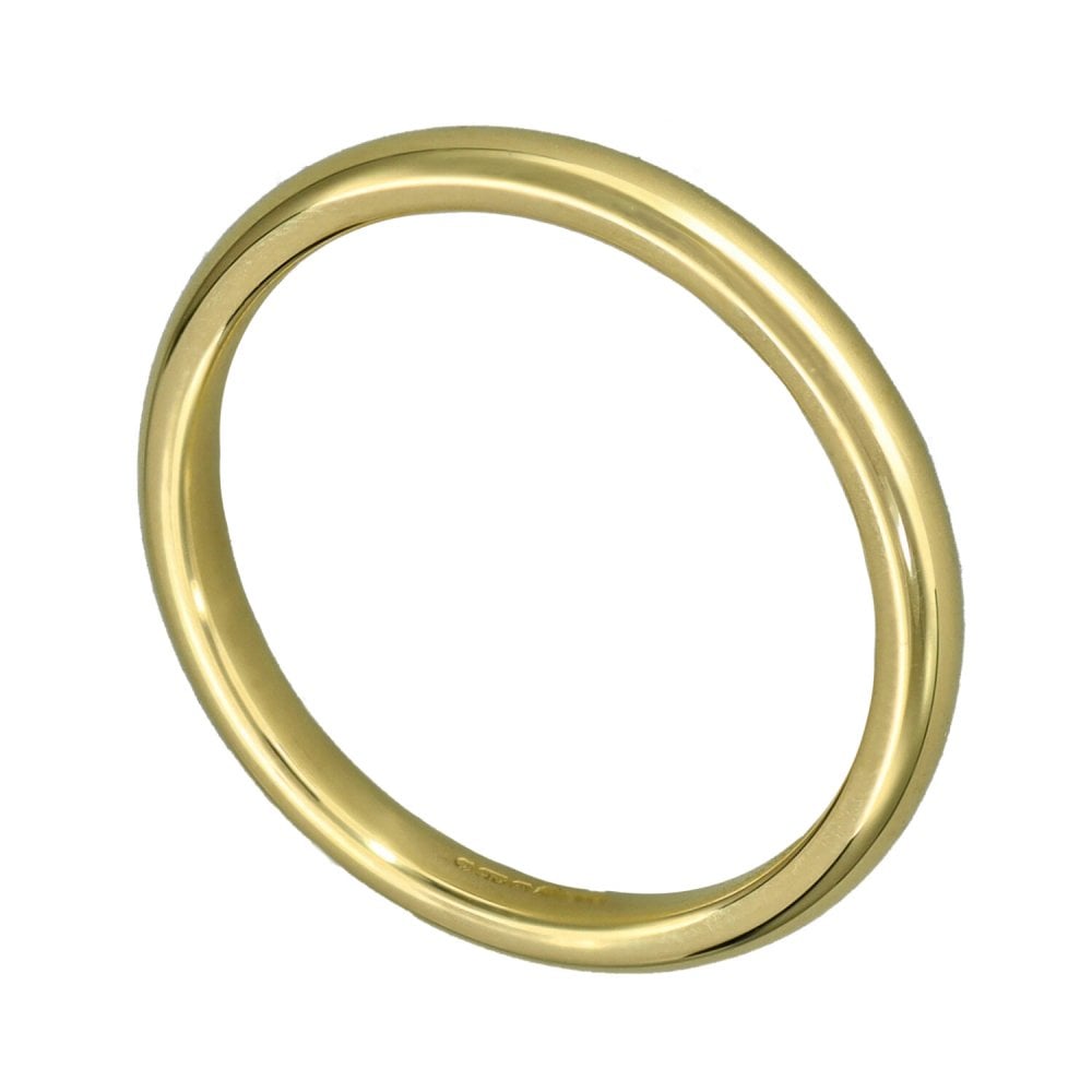 9ct Yellow Gold Court Wedding Ring - Size N - 2mm