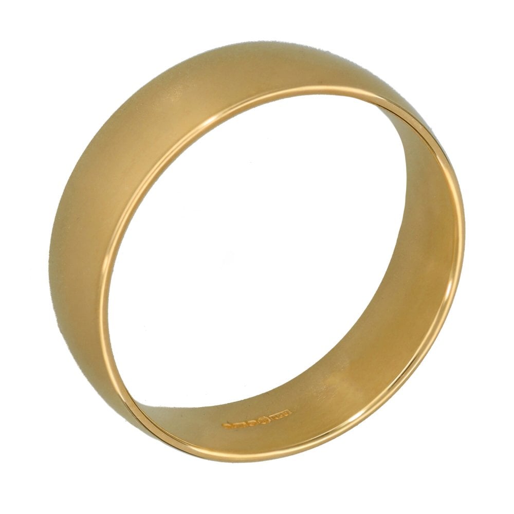9ct Yellow Gold Court Wedding Ring - Size T - 6mm
