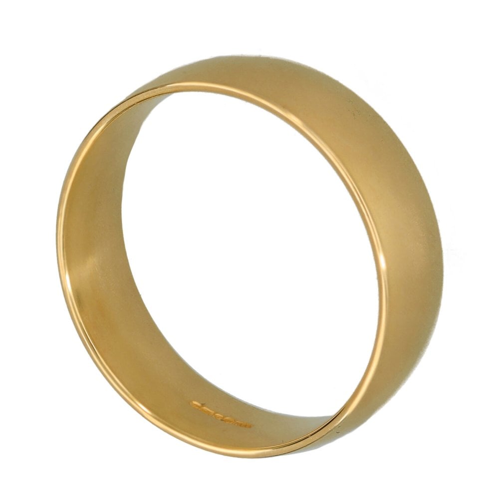 9ct Yellow Gold Court Wedding Ring - Size T - 6mm