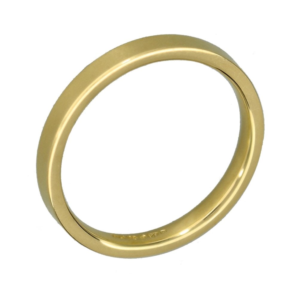 9ct Yellow Gold Plain Court Wedding Band - Size N - 2.5mm