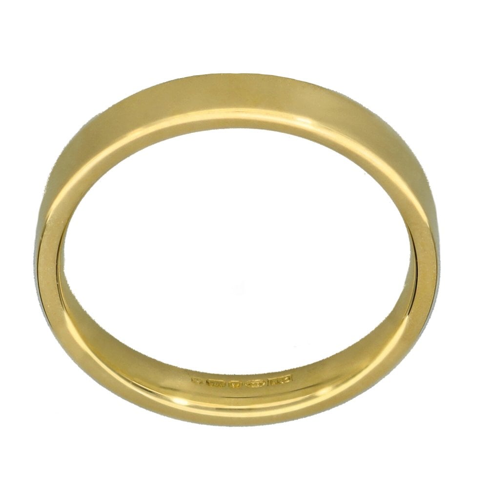 9ct Yellow Gold Flat Court Wedding Ring - Size N - 3mm