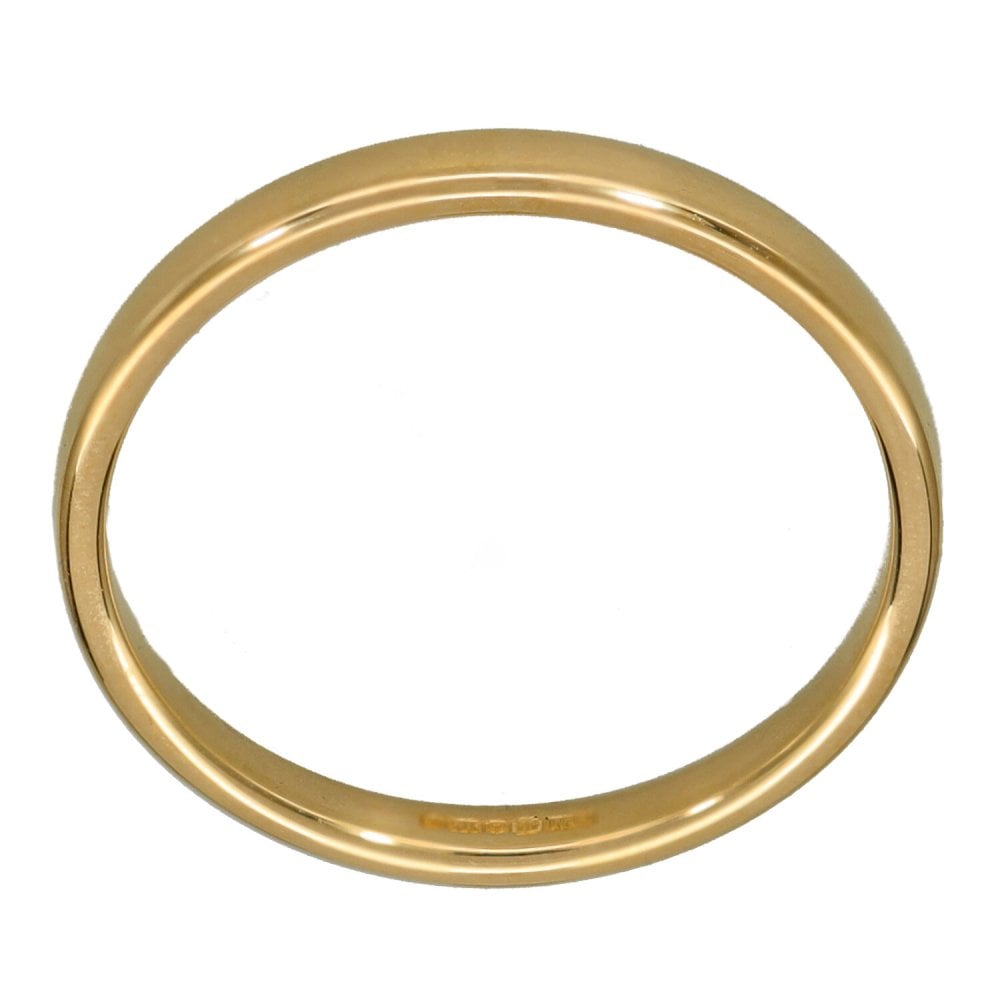 9ct Yellow Gold Court Wedding Ring - Size N - 2mm