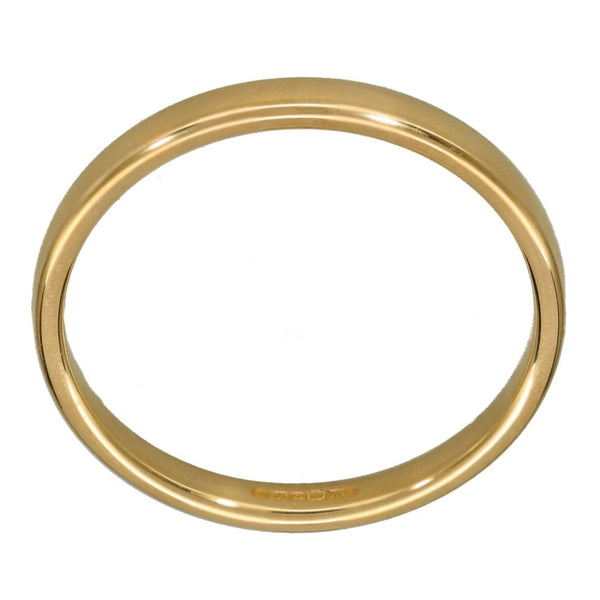 9ct Yellow Gold Court Wedding Ring - Size N - 2mm