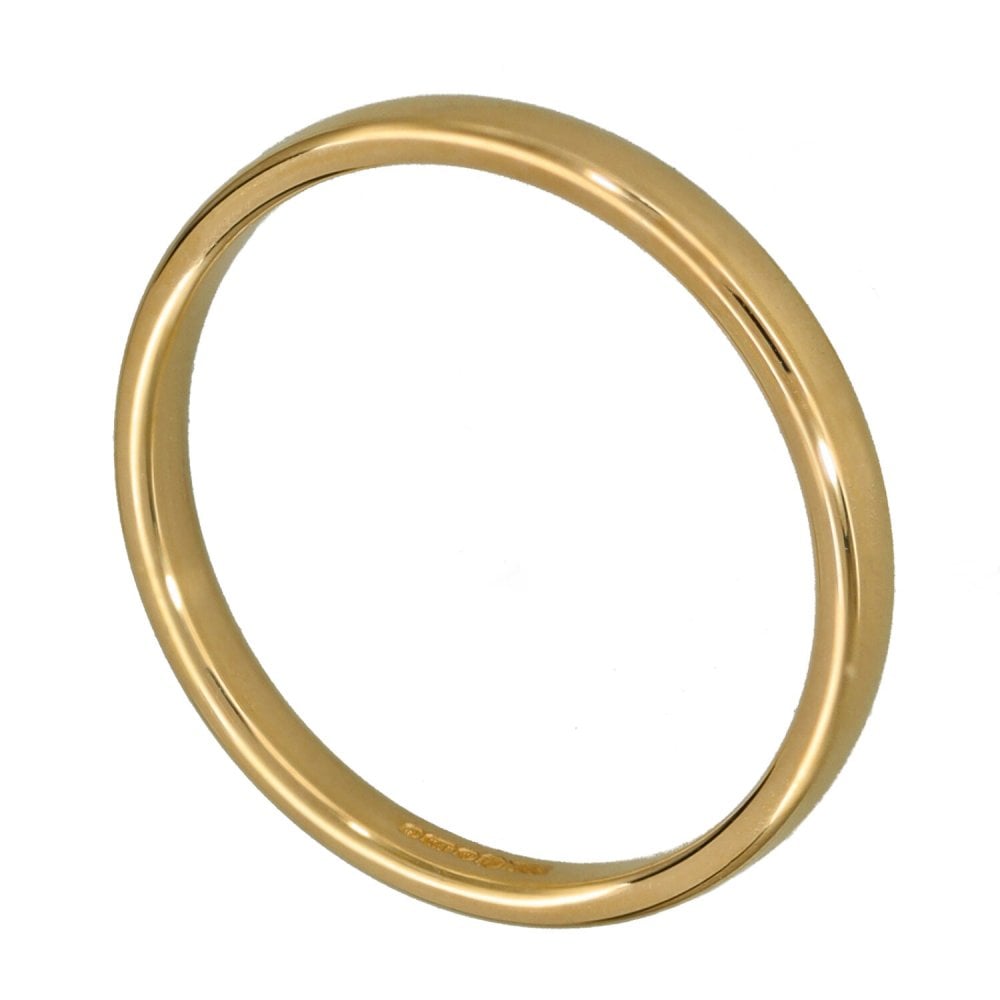 9ct Yellow Gold Court Wedding Ring - Size N - 2mm