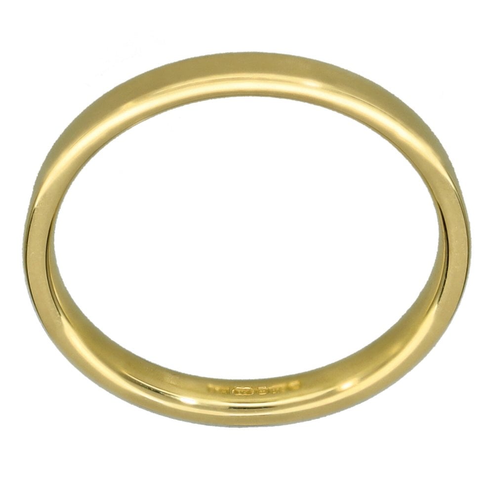 9ct Yellow Gold Flat Court Wedding Ring - Size N - 2mm