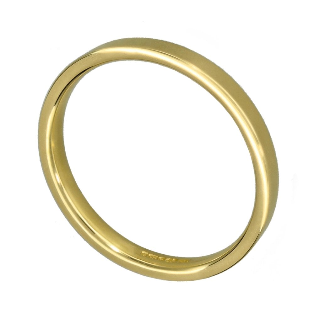 9ct Yellow Gold Flat Court Wedding Ring - Size N - 2mm