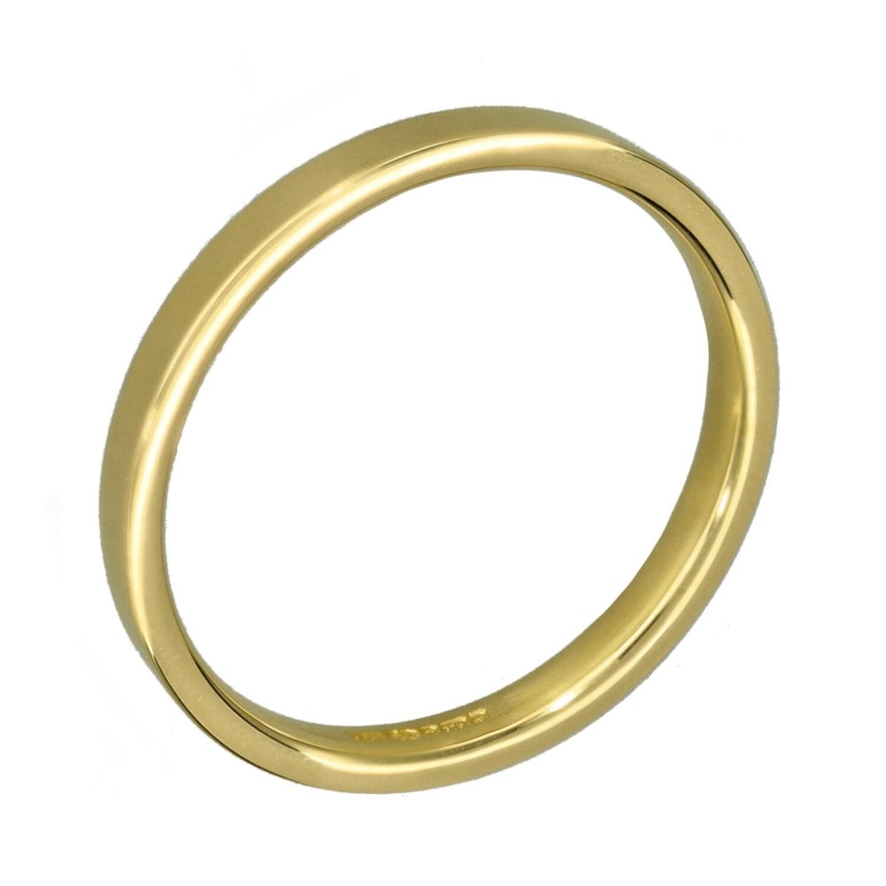 9ct Yellow Gold Flat Court Wedding Ring - Size N - 2mm