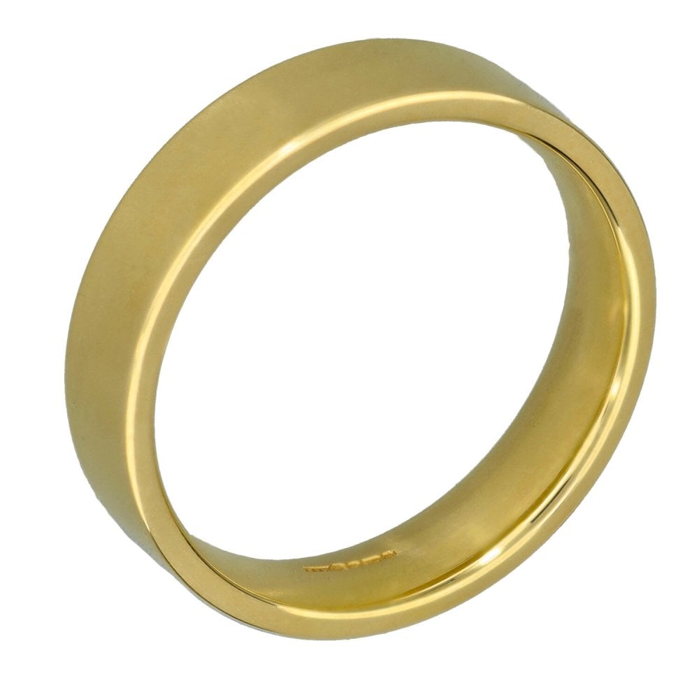 9ct Yellow Gold Flat Court Wedding Ring - Size T - 5mm