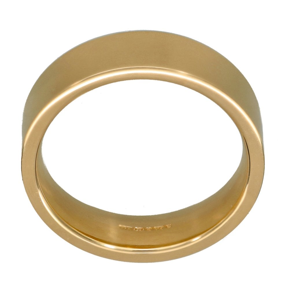 9ct Yellow Gold Flat Court Wedding Ring - Size T - 6mm