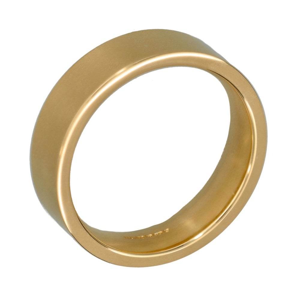 9ct Yellow Gold Flat Court Wedding Ring - Size T - 6mm