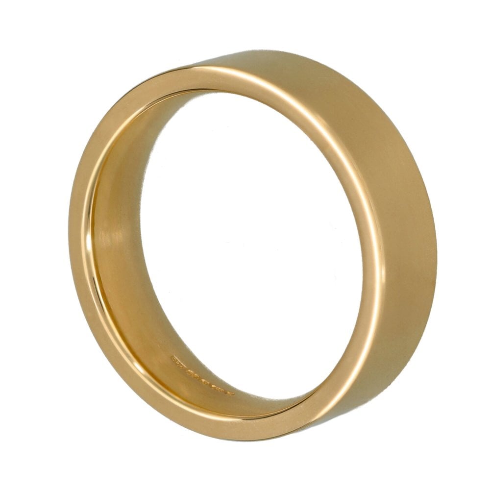 9ct Yellow Gold Flat Court Wedding Ring - Size T - 6mm