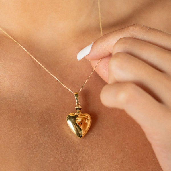 9ct Yellow Gold Heart Ashes Locket & Necklace - 18" - 3.7g