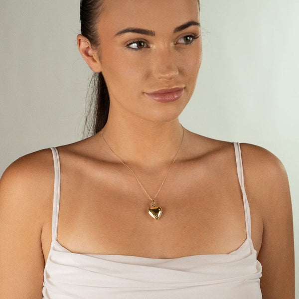 9ct Yellow Gold Heart Ashes Locket & Necklace - 18" - 3.7g