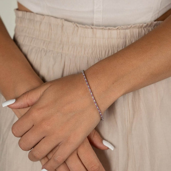 18ct White Gold Pink Sapphire & Diamond Bracelet - 0.94ct