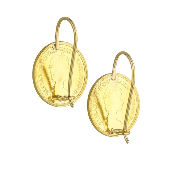 Ladies 1982 Half Sovereign Coin Earrings - 8.9g