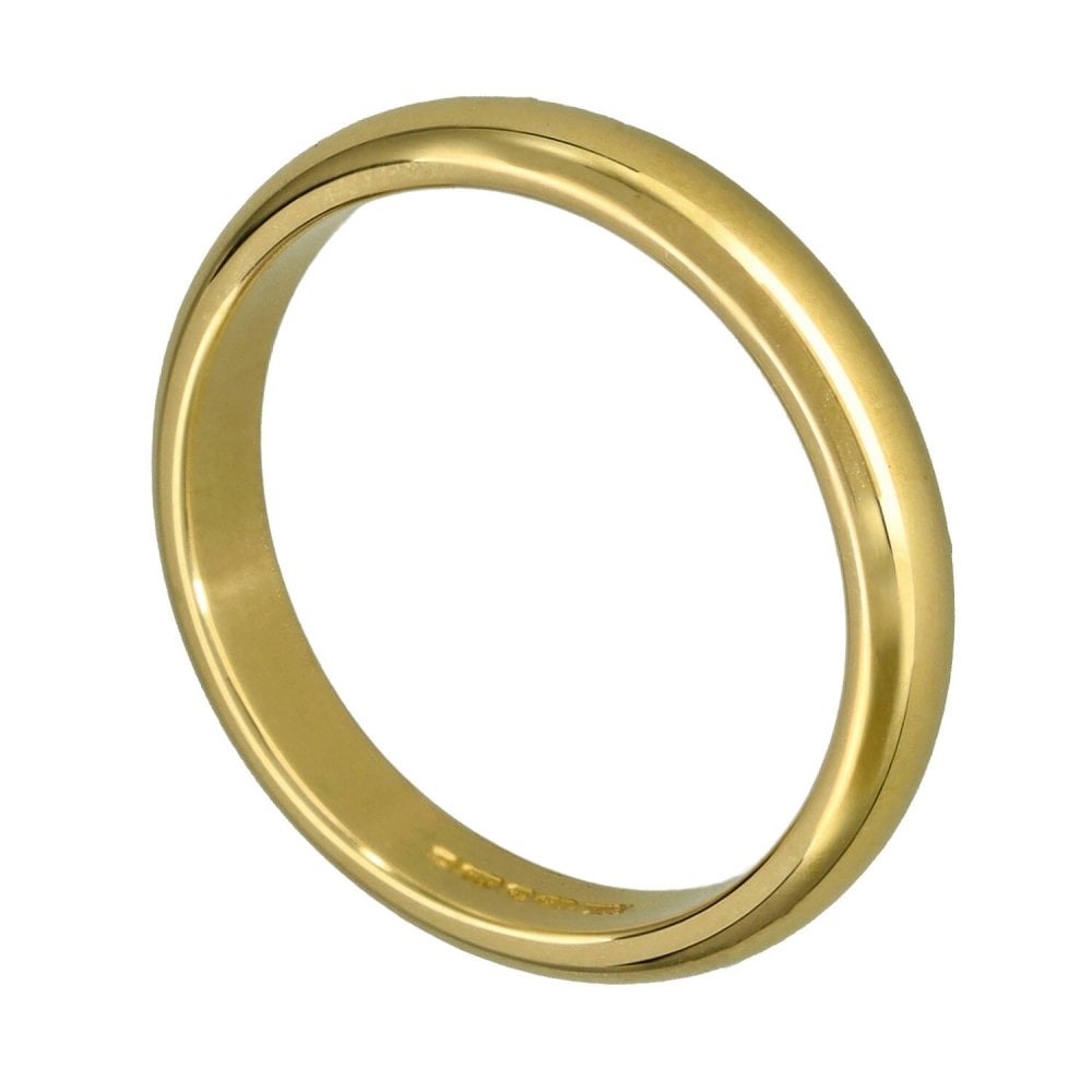 9ct Yellow Gold D-Shape Wedding Ring - Size N - 3mm