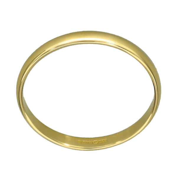 9ct Yellow Gold D-Shape Wedding Ring - Size N - 2mm