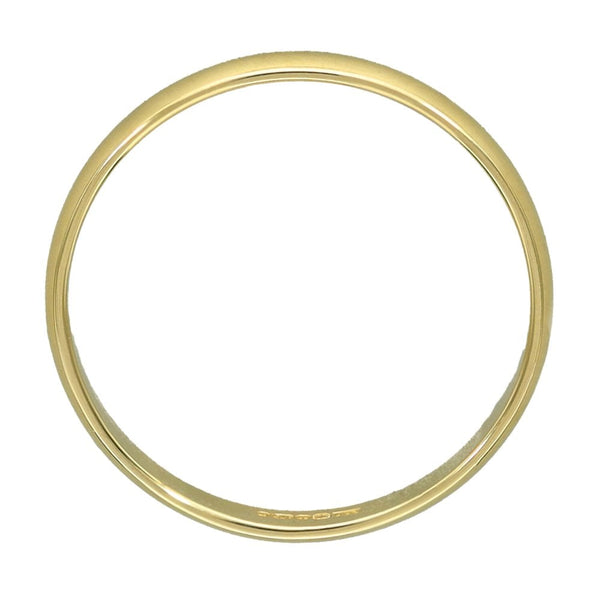 9ct Yellow Gold D-Shape Wedding Ring - Size N - 2mm