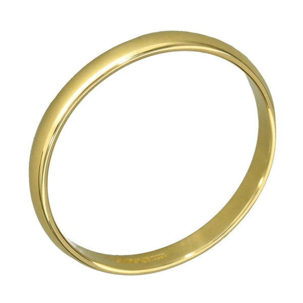 9ct Yellow Gold D-Shape Wedding Ring - Size N - 2mm